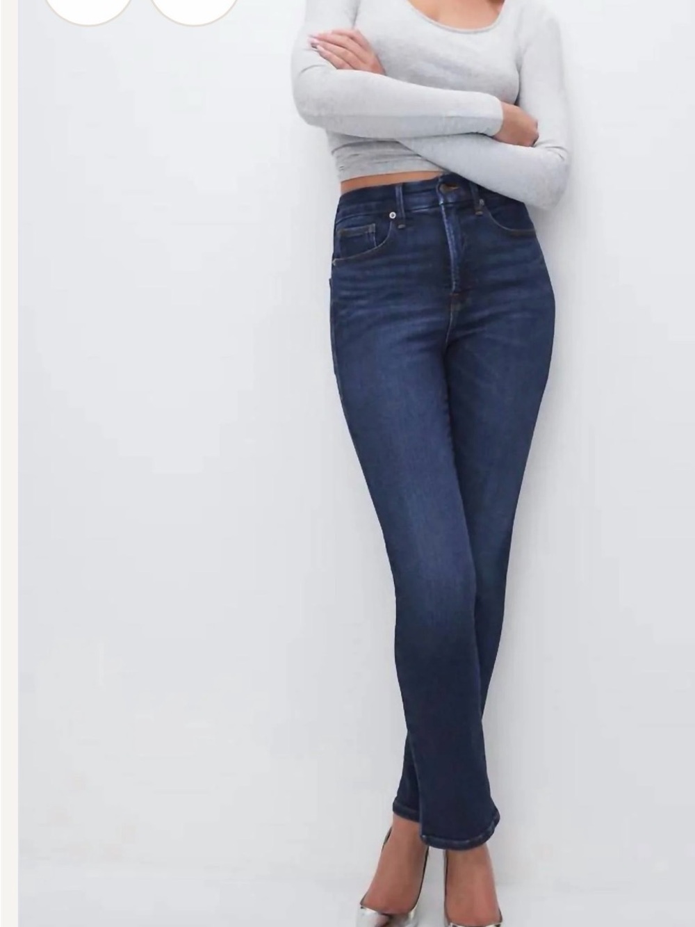 Good American Good Classic Slim-Straight Indigo Blue Jeans 29/8 NWT $169